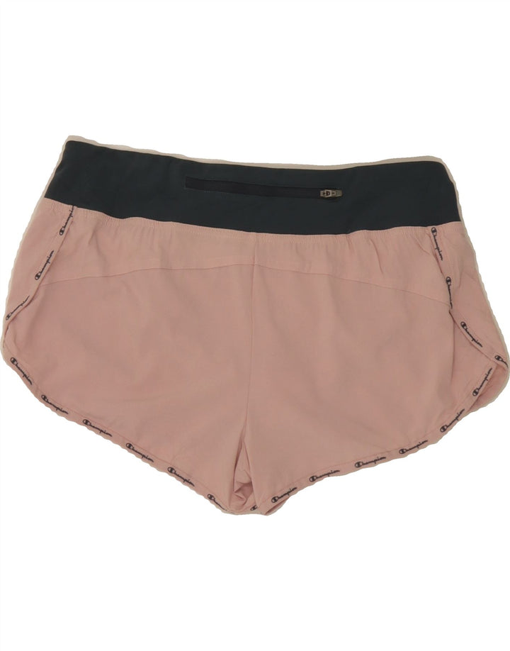 CHAMPION Womens Sport Shorts UK 14 Medium  Pink Colourblock Vintage Champion and Second-Hand Champion from Messina Hembry 