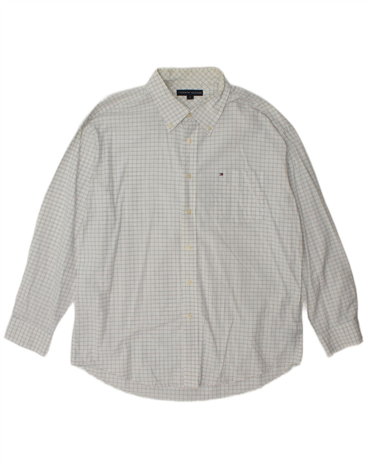 Tommy Hilfiger Camisa Hombre XL Blanco Cuadros Algodón
