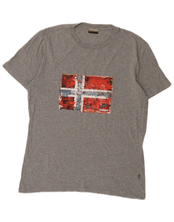 Napapijri Camiseta con gráfico geográfico para hombre Gris medio