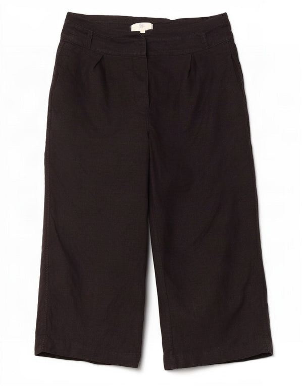 Pantalones Capri para Mujer Fat Face UK 40 Large W34 L23 Lino Negro