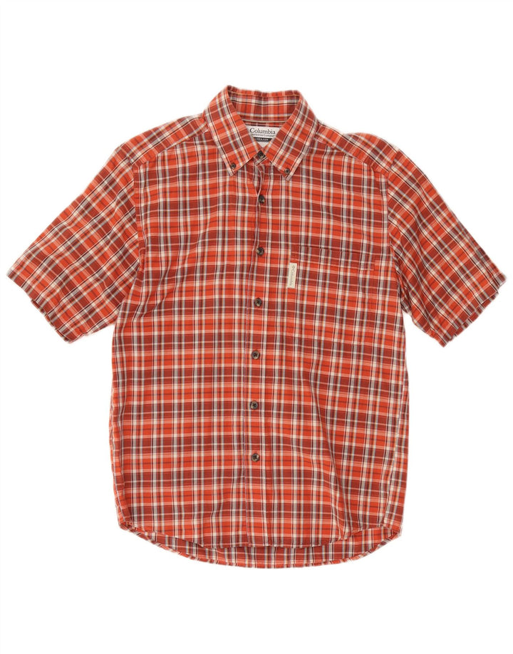 Camisa COLUMBIA de manga corta para hombre de algodón a cuadros rojos pequeños