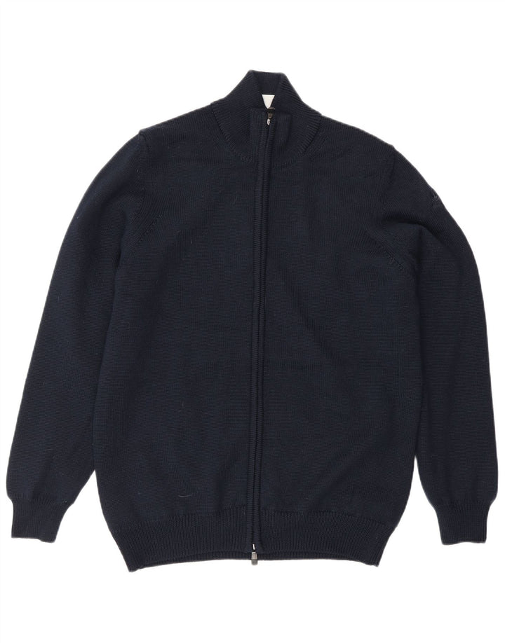 Lyle & Scott Cárdigan para hombre de lana azul marino mediano