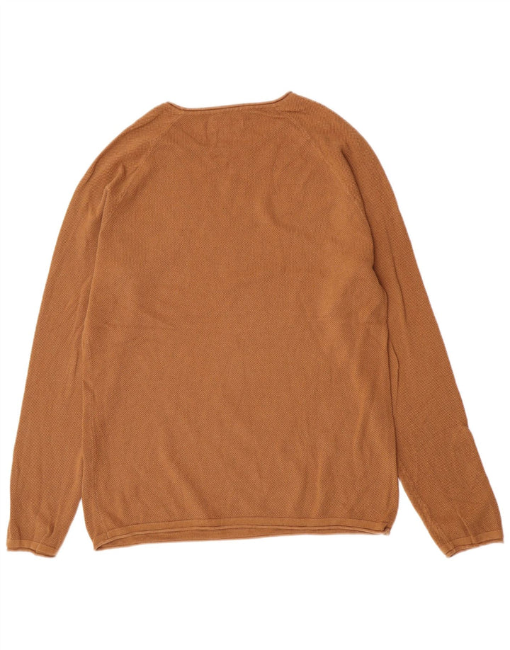 Jack & Jones Jersey con cuello redondo para hombre, talla grande, algodón marrón