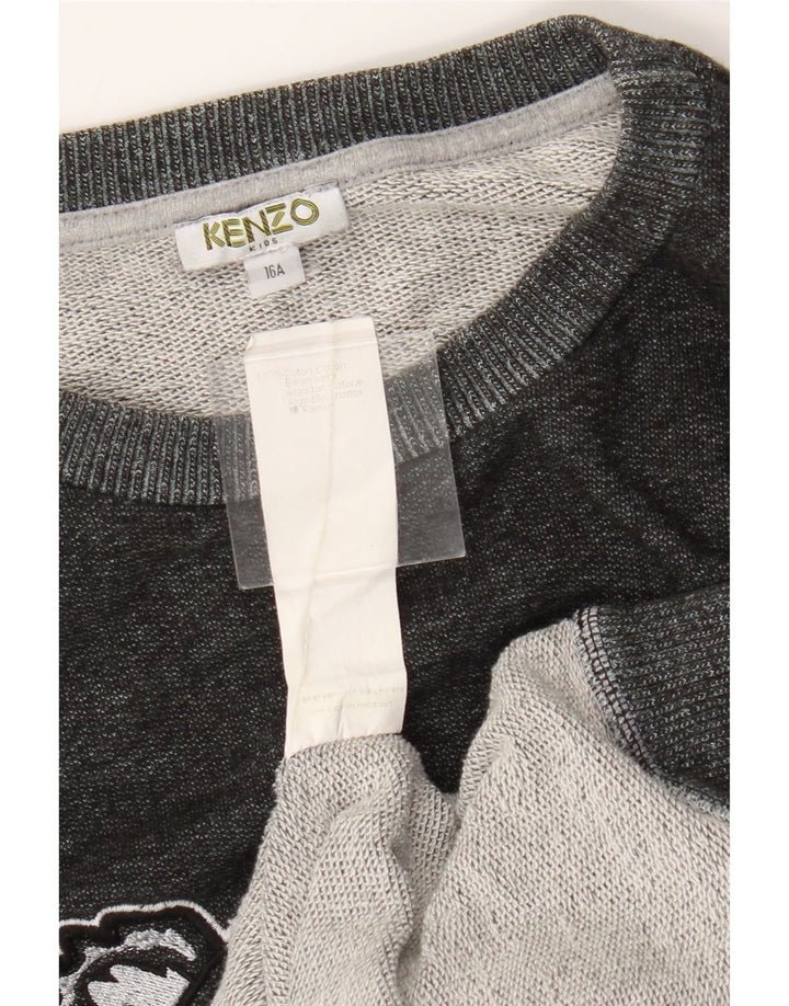Kenzo Sudadera con gráfico para niño, jersey, 15-16 años, algodón gris