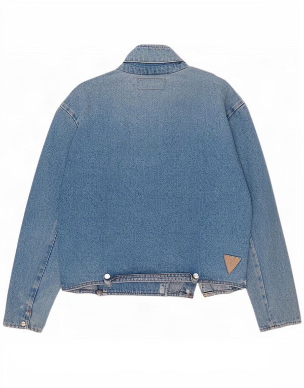 Vintage mujer militar chaqueta de mezclilla IT 46 algodón azul grande