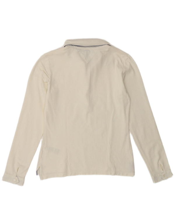 Tommy Hilfiger Polo de manga larga para mujer UK 14 Medium Off White Cotton