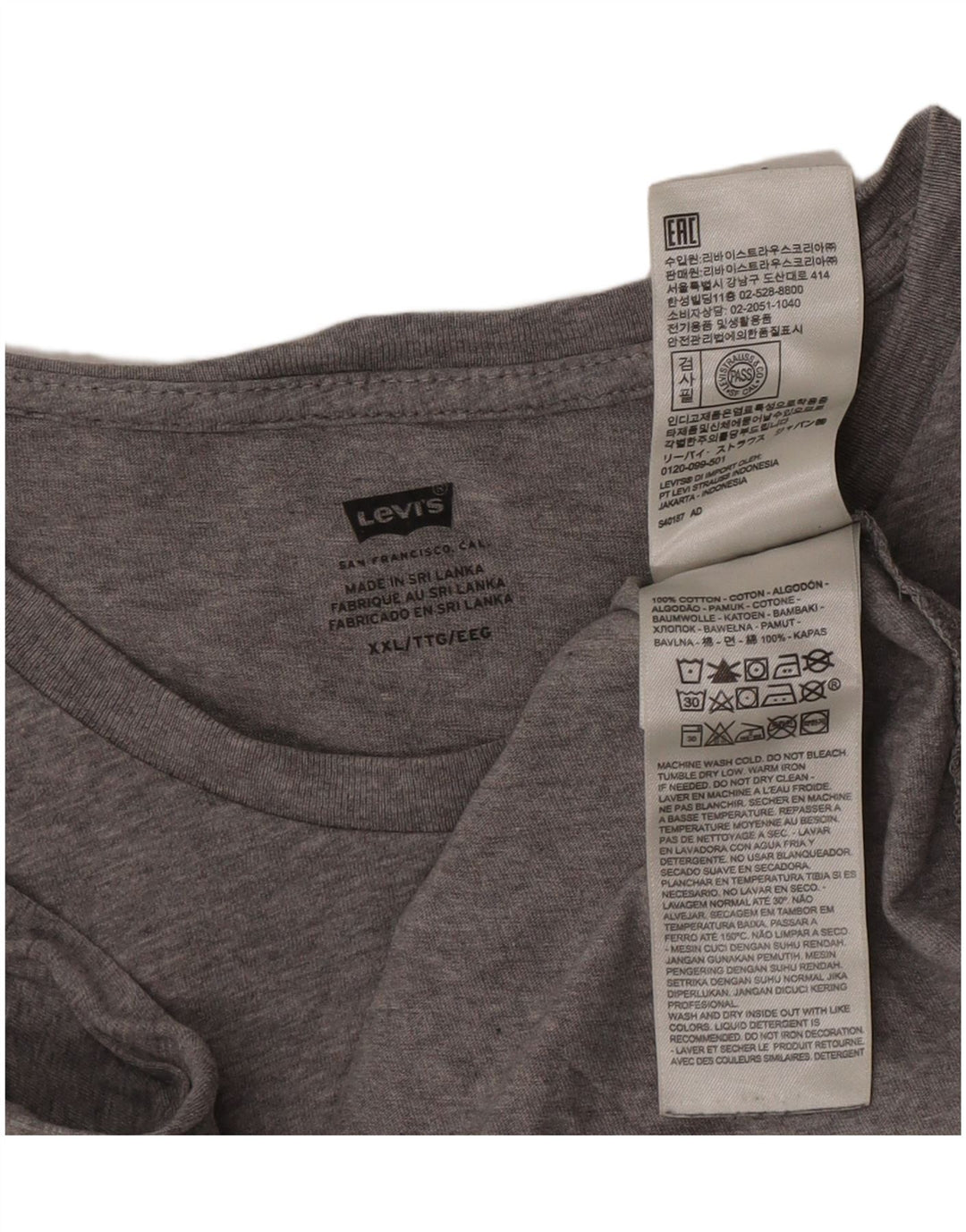 Levi's Camiseta gráfica para hombre Top 2XL Algodón gris