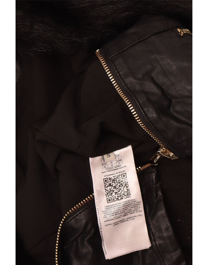 GUESS Chaqueta motera de piel sintética para mujer UK 6 XS Poliuretano negro