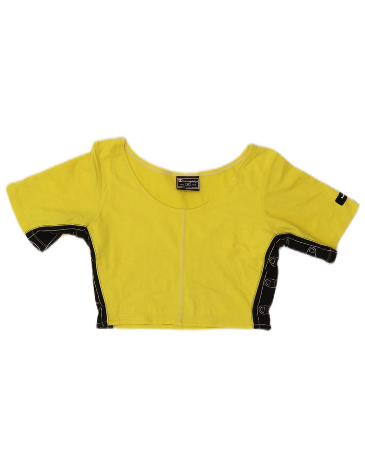 Champion Top corto gráfico para mujer UK 40 Algodón color block amarillo mediano
