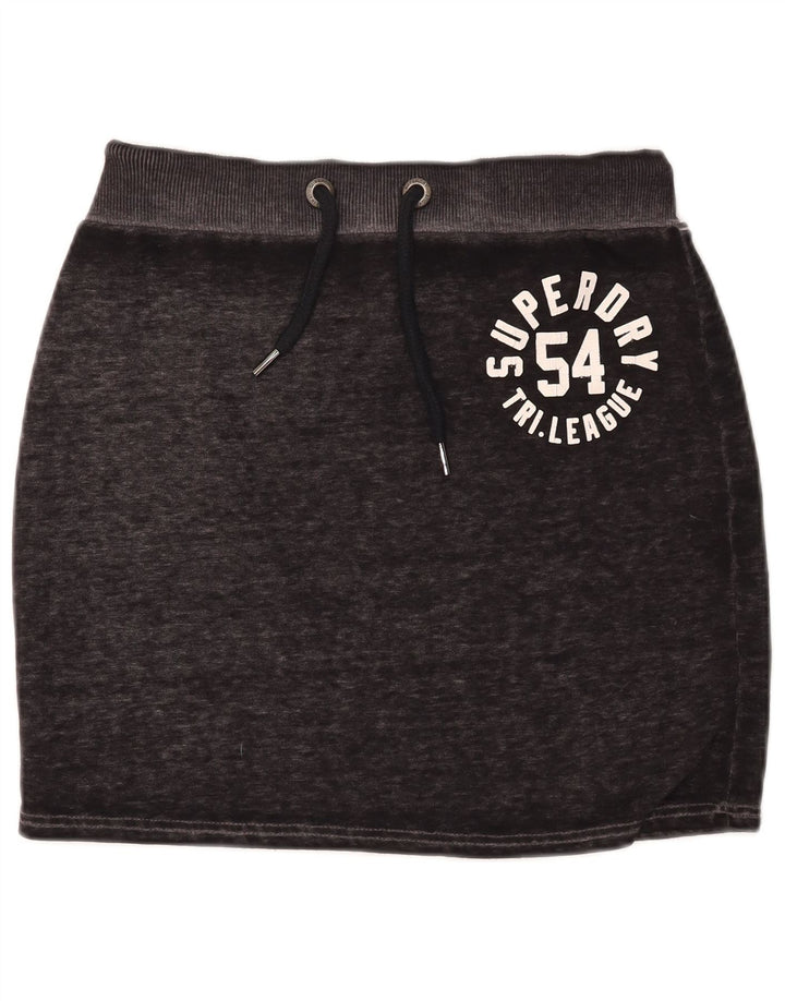 Superdry Minifalda Gráfica Mediana W30 De Algodón Moteado Negro