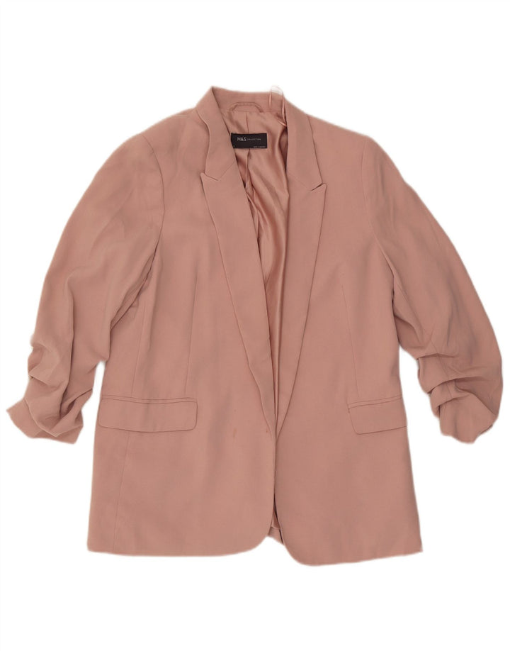 Marks & Spencer Chaqueta tipo blazer abierta para mujer UK 40 Poliéster rosa medio