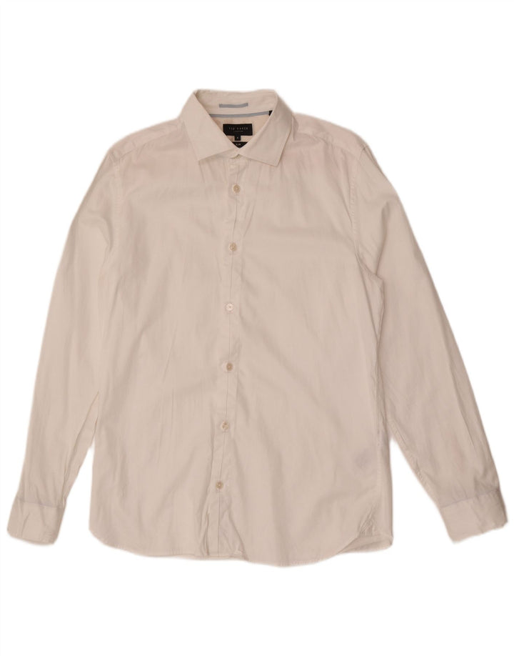 Ted Baker - Camisa ajustada para hombre, talla 4, algodón blanco grande