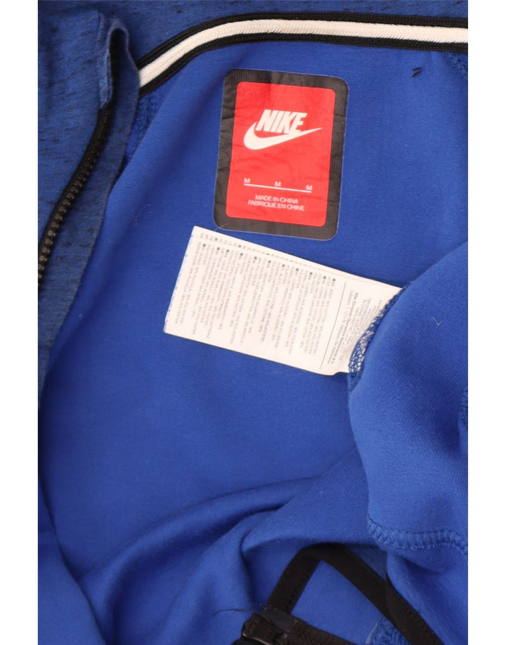 Nike - Sudadera con capucha y cremallera para hombre, algodón moteado en azul medio