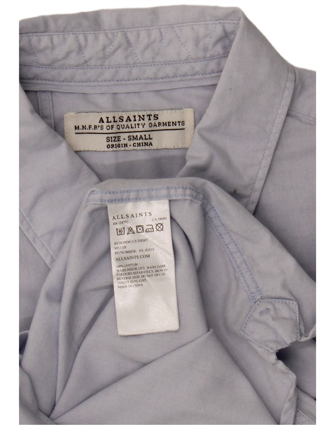 Camisa All Saints Hombre Small Azul Algodón