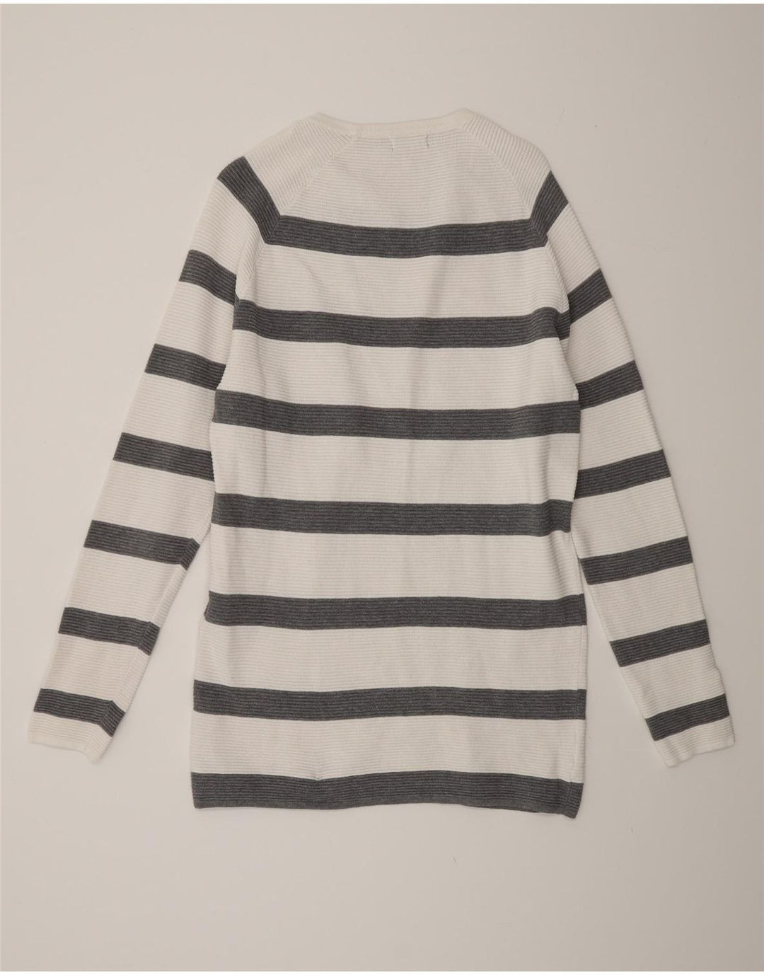 ZARA Hombre Jersey Cuello Barco Jersey Large Blanco Rayas