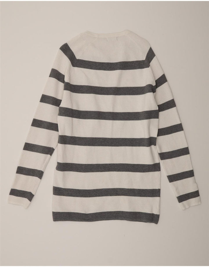 ZARA Hombre Jersey Cuello Barco Jersey Large Blanco Rayas
