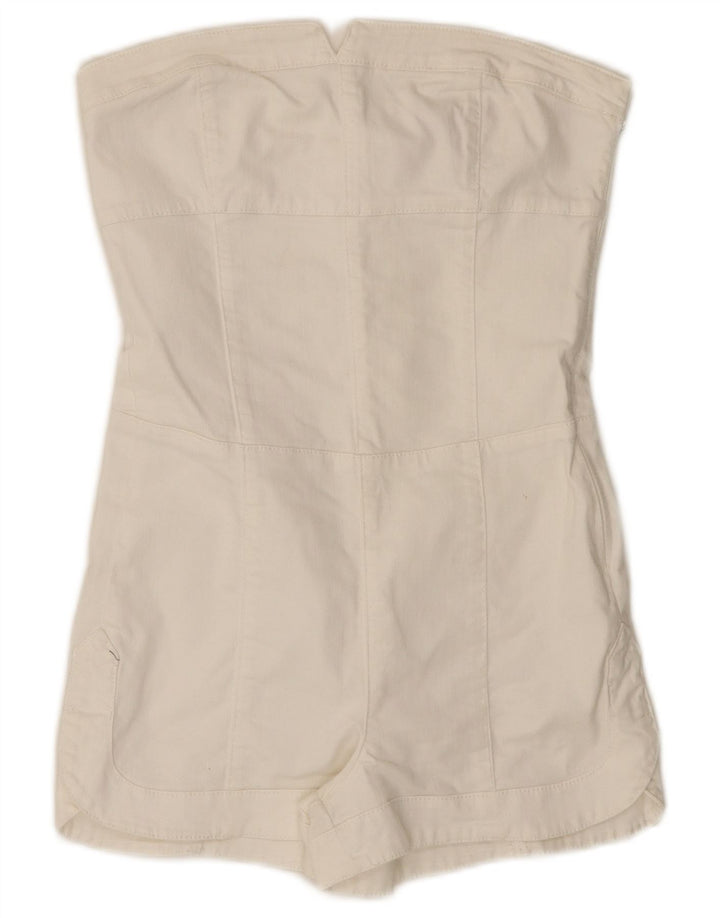 GUESS Mono corto vaquero sin tirantes para mujer UK 6 XS Blanco