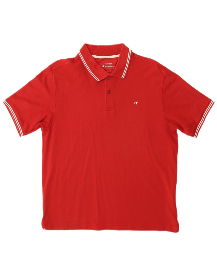 Champion Polo De Ajuste Fácil Para Hombre Algodón Rojo Medio