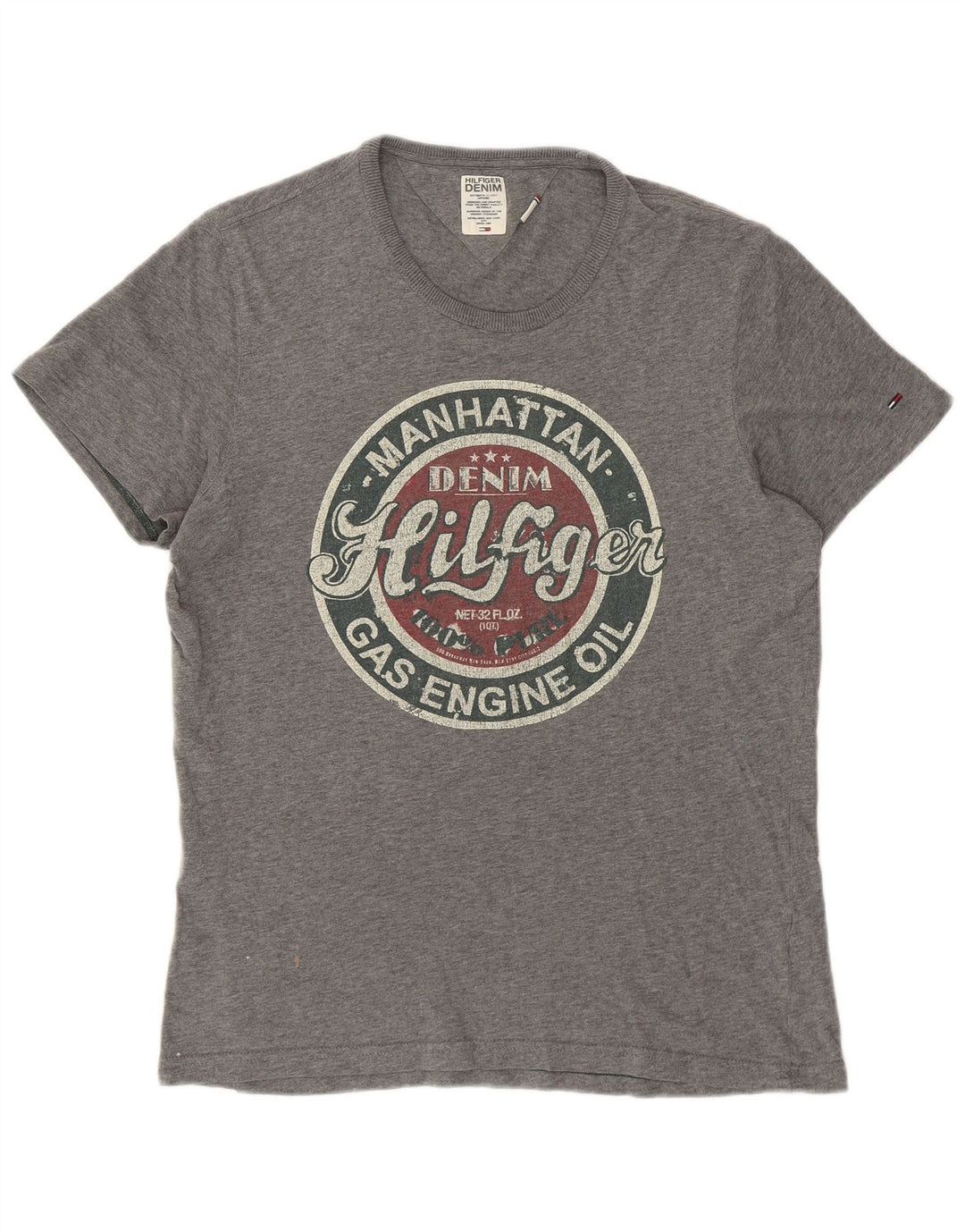 Tommy Hilfiger Hombre Camiseta Gráfica Top Gris Medio