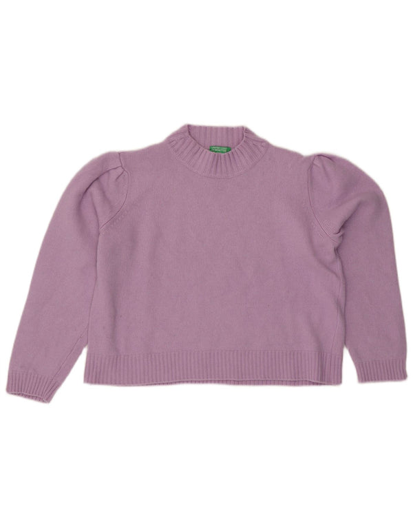 Benetton Jersey Corto Con Cuello De Tortuga Para Mujer UK 44 Grande Púrpura