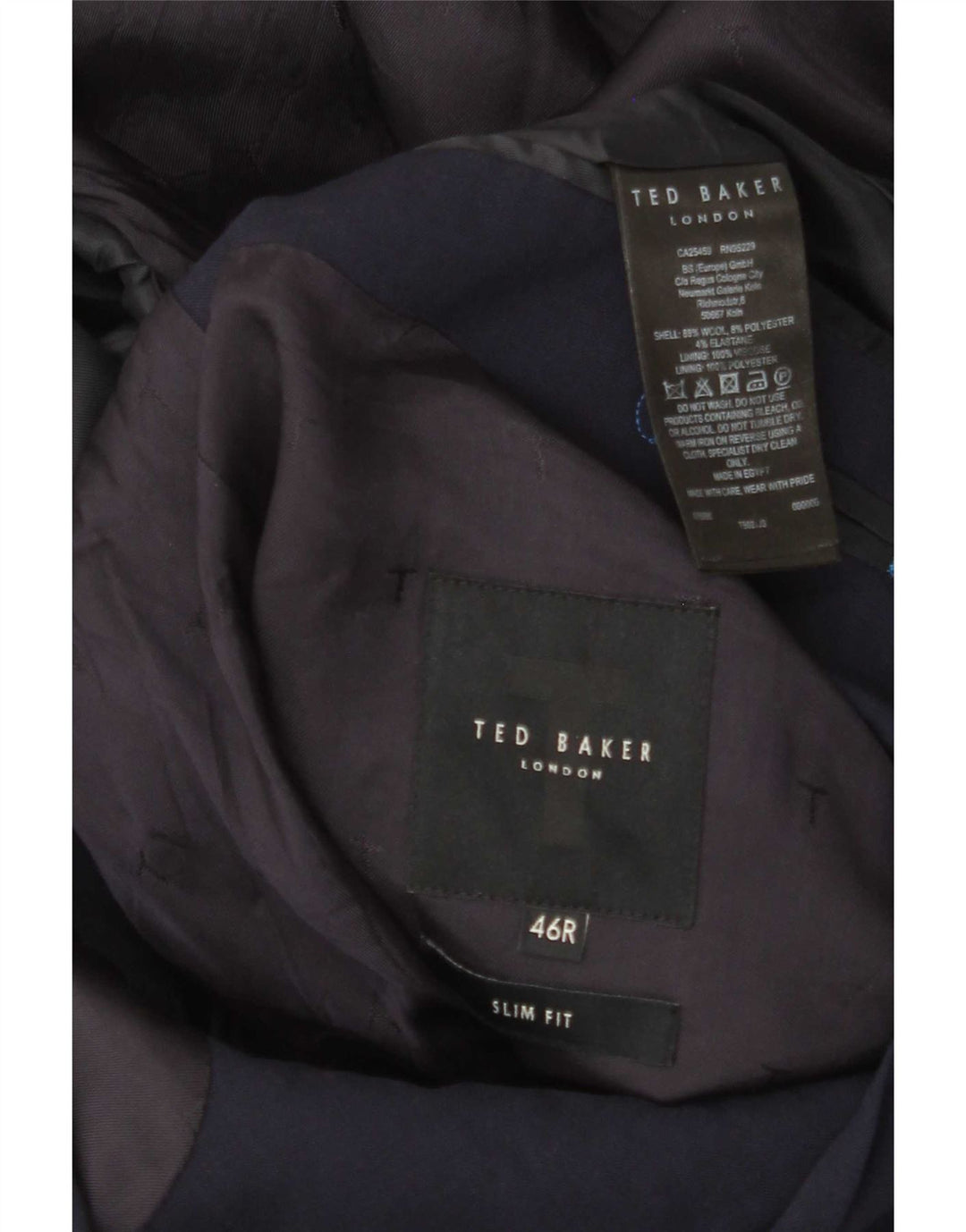 Ted Baker Chaqueta Blazer Slim Fit con 2 Botones para Hombre UK 46 3XL Lana Azul Marino