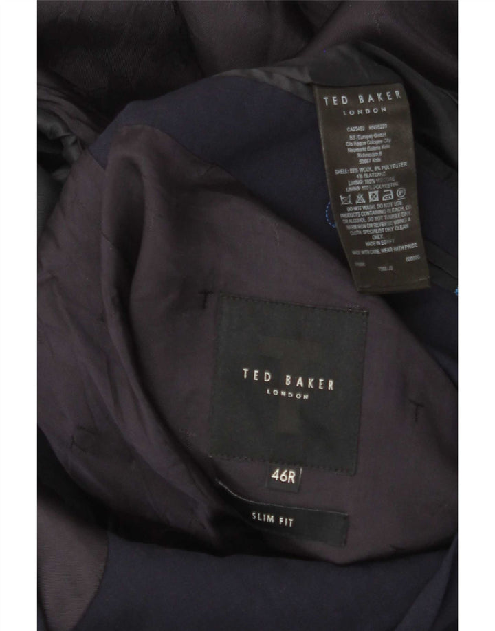 Ted Baker Chaqueta Blazer Slim Fit con 2 Botones para Hombre UK 46 3XL Lana Azul Marino