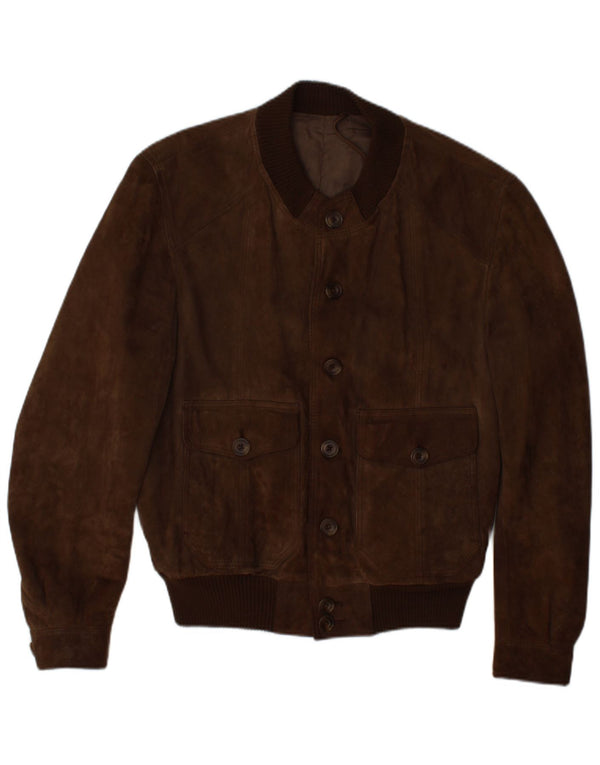 VINTAGE Chaqueta bomber de ante para hombre IT 44 XS Marrón