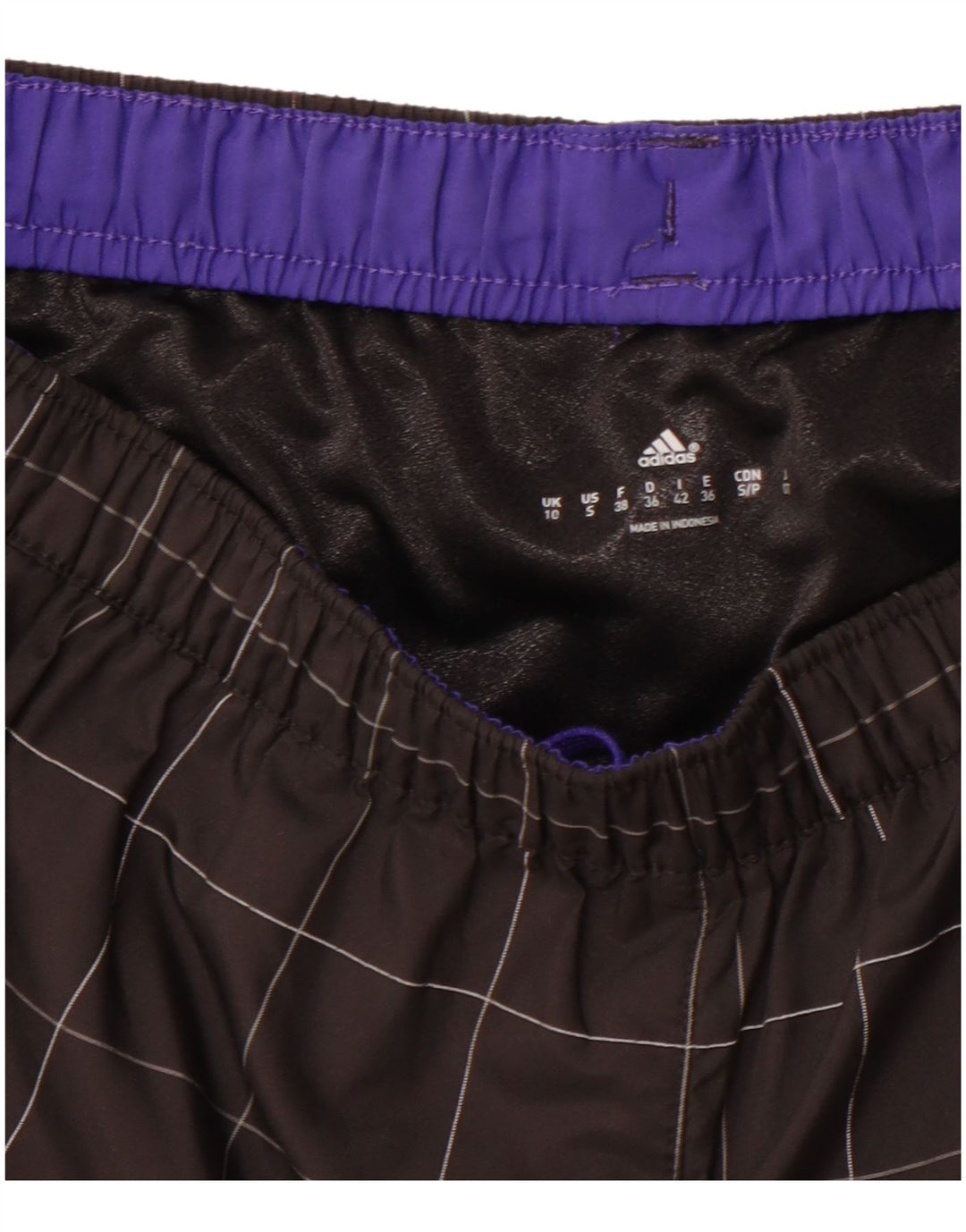 ADIDAS Pantalones cortos deportivos para mujer UK 10 Small Black Check