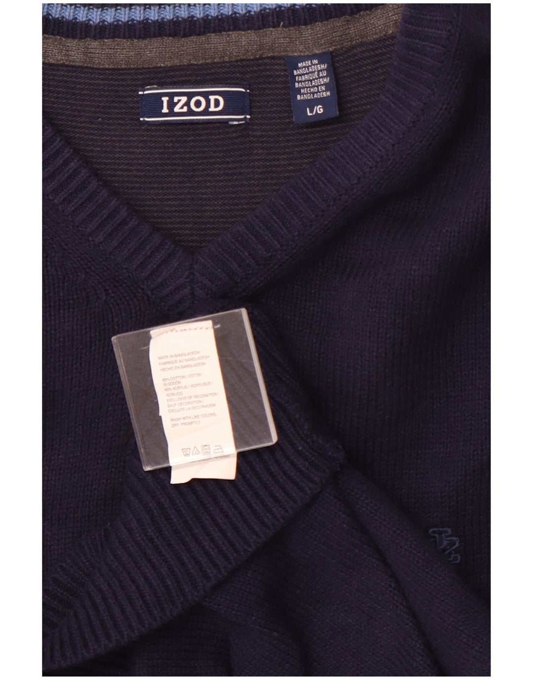 IZOD Jersey con cuello en V para hombre, talla grande, algodón azul marino