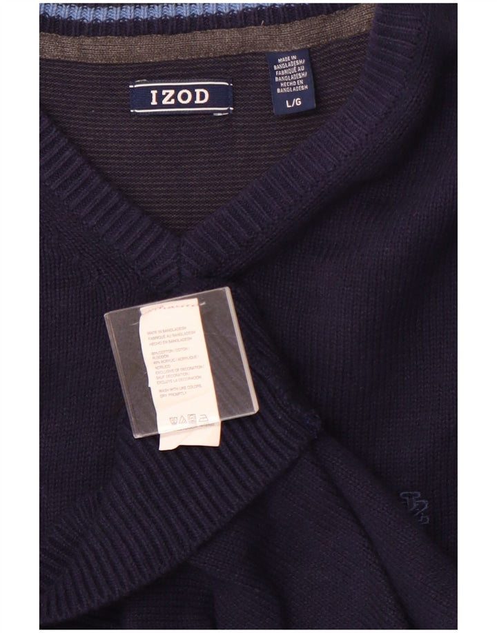 IZOD Jersey con cuello en V para hombre, talla grande, algodón azul marino