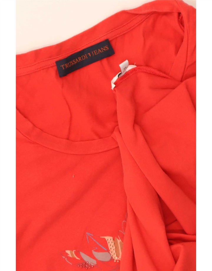Trussardi Mujer Camiseta Gráfica Top UK 40 Small Rojo