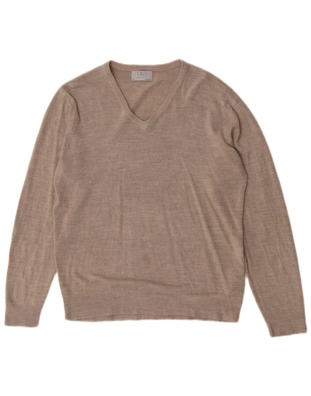 Marks & Spencer Jersey De Corte Regular Con Cuello En V Para Hombre Moteado En Beige Medio