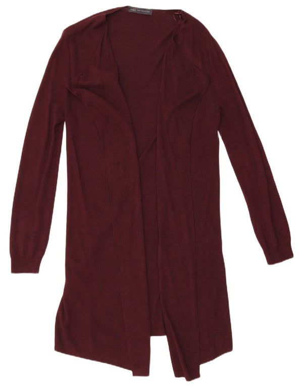 Marks & Spencer Suéter Cárdigan Abierto Largo para Mujer UK 10 Small Borgoña