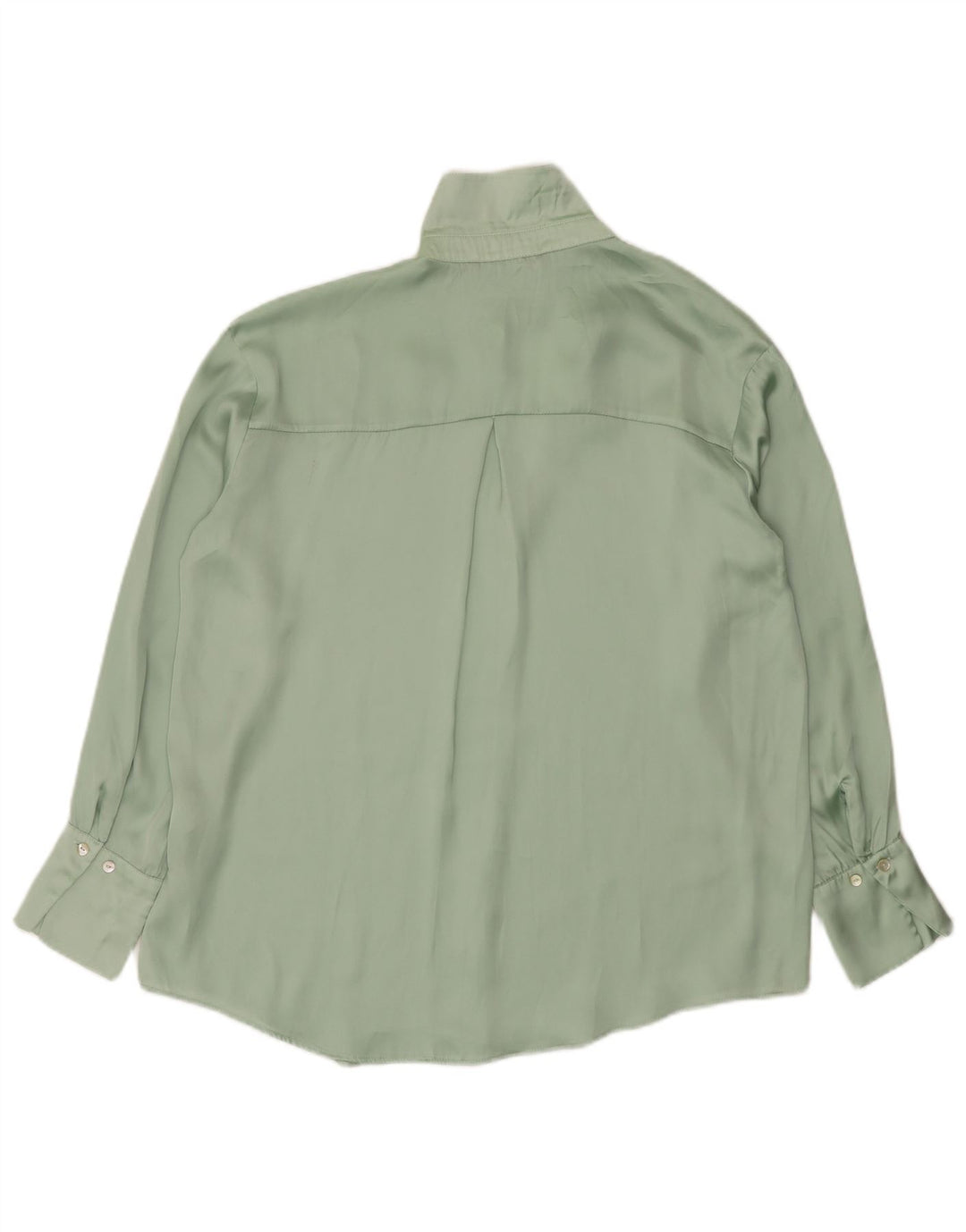 Zara Mujer Blusa Camisa Extragrande UK 44 Poliéster Verde Medio