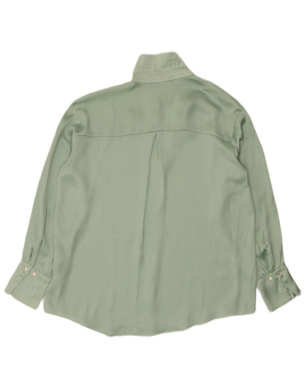Zara Mujer Blusa Camisa Extragrande UK 44 Poliéster Verde Medio