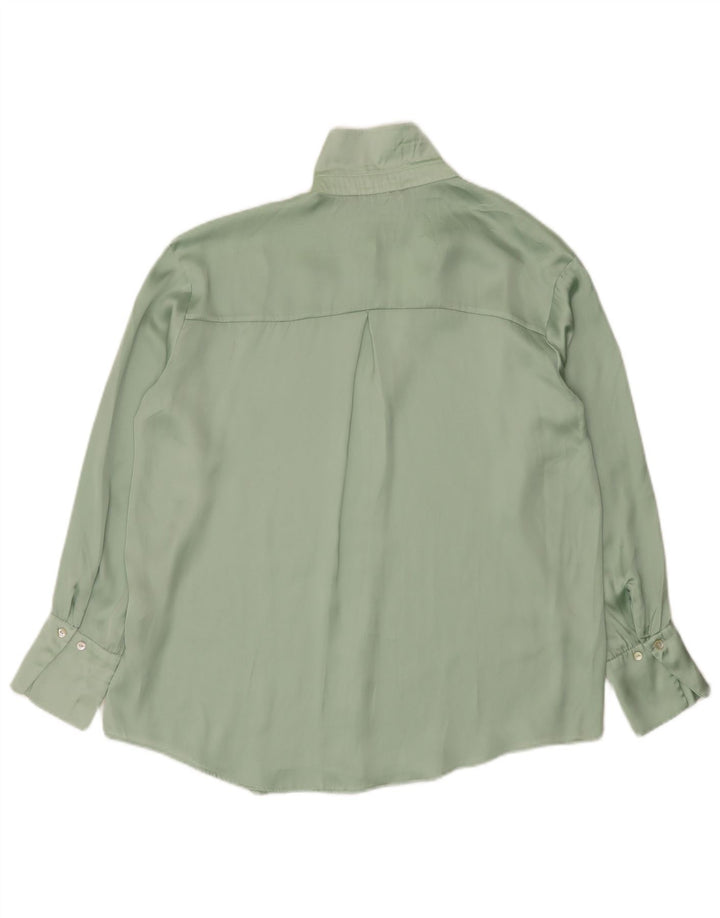 Zara Mujer Blusa Camisa Extragrande UK 44 Poliéster Verde Medio