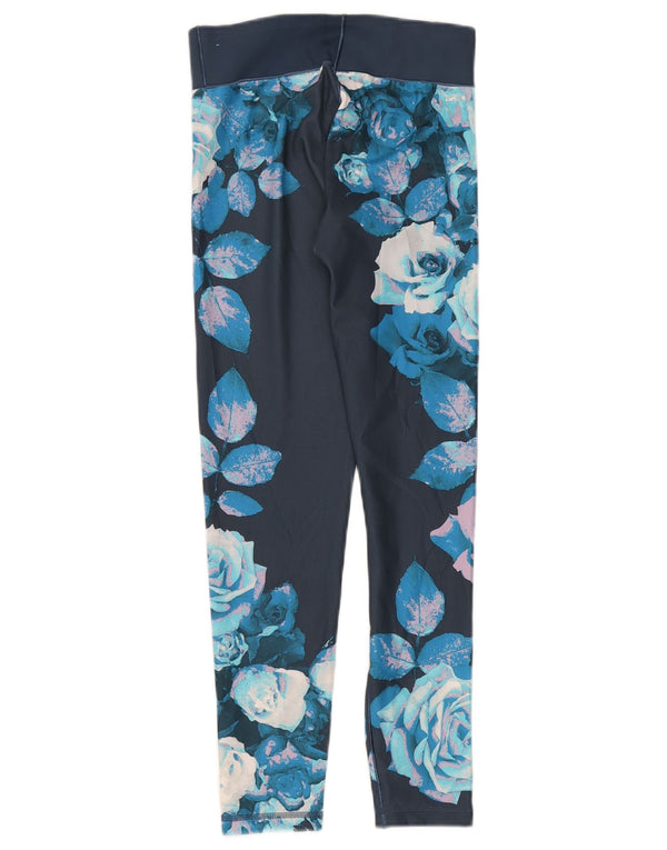 Adidas Leggings Climalite para mujer Reino Unido 8/10 Pequeño Azul Floral Poliéster