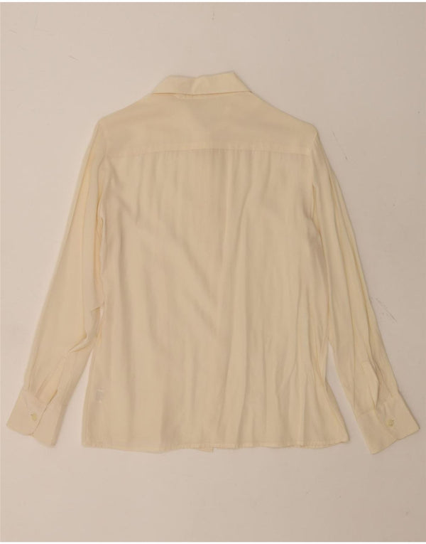 VINTAGE Blusa camisa de mujer Reino Unido 16 Seda beige grande