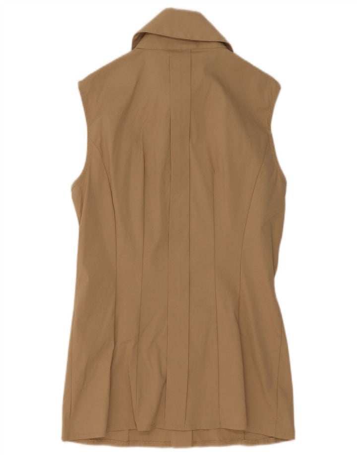 Elisabetta Franchi Blusa camisera con volantes en la parte delantera para mujer IT 42 Beige medio