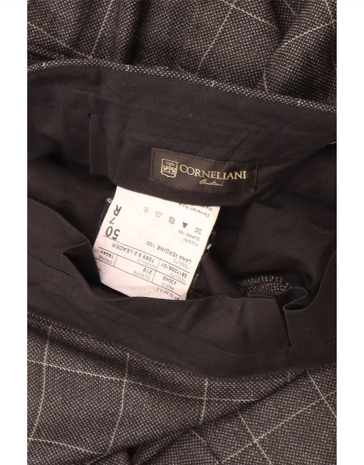 CORNELIANI Pantalón de traje recto para hombre IT 50 Large W34 L32 Grey Check