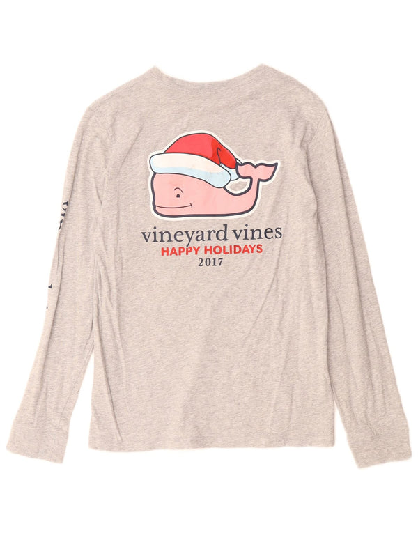 VINEYARD VINES Top gráfico para mujer de manga larga UK 40 Grande gris moteado