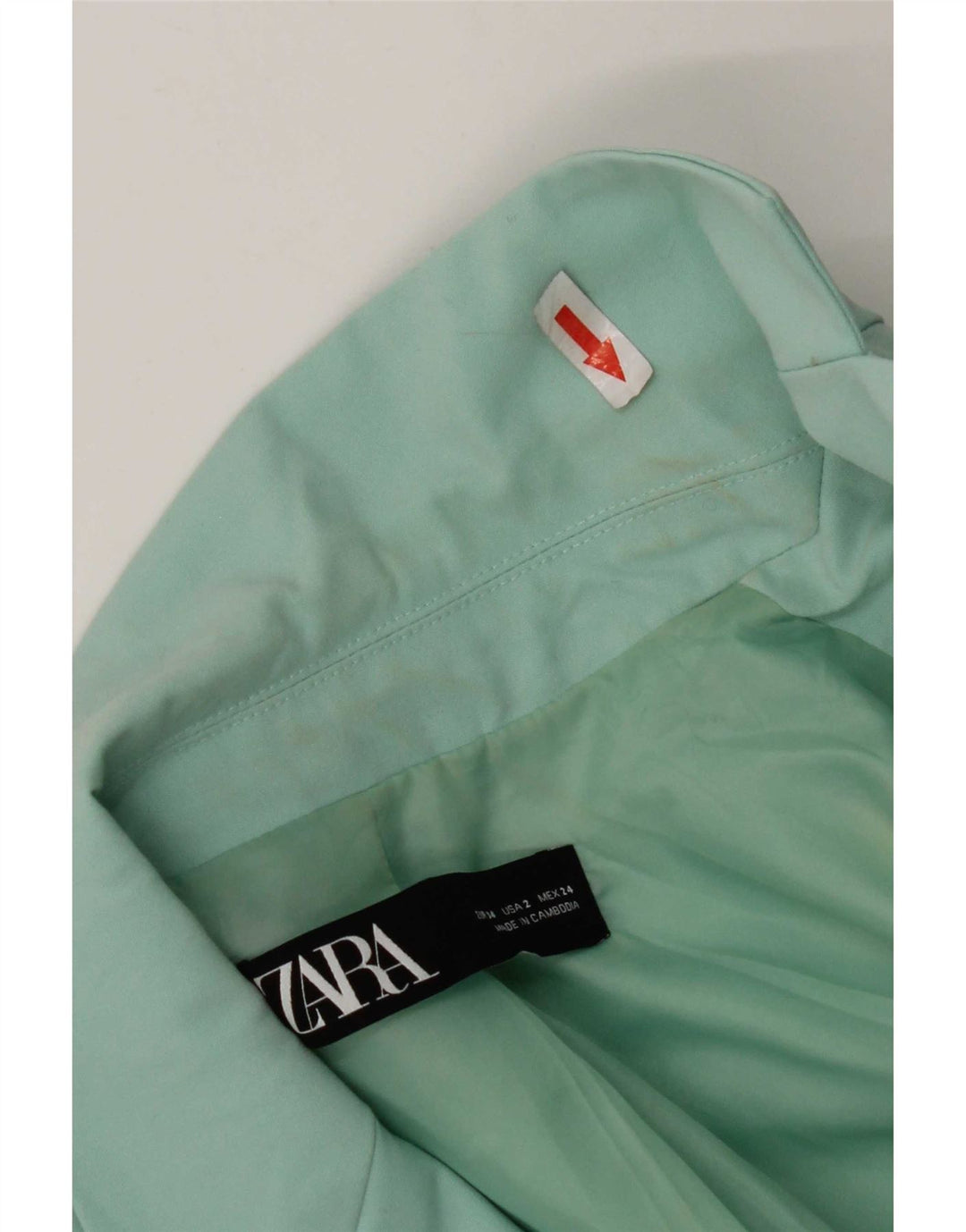 Zara Mujer Chaqueta Blazer De 1 Botón EU 34 2XS Poliéster Turquesa