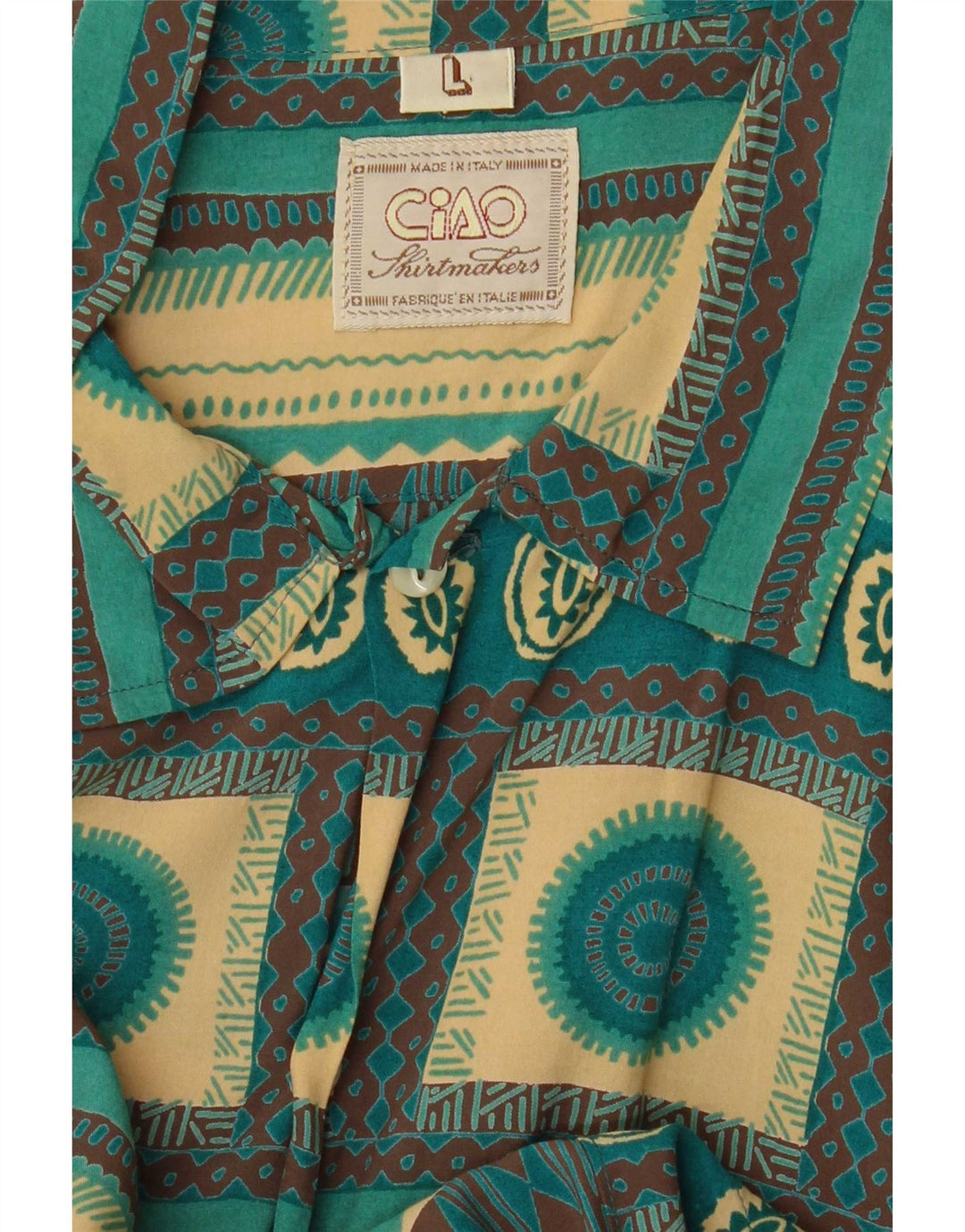 Ciao Hombre Camisa De Manga Corta Grande Turquesa Geométrico