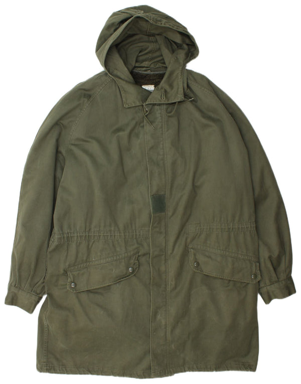 Vintage hombres con capucha Parka chaqueta Reino Unido 40 verde grande
