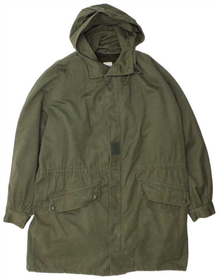 Vintage hombres con capucha Parka chaqueta Reino Unido 40 verde grande