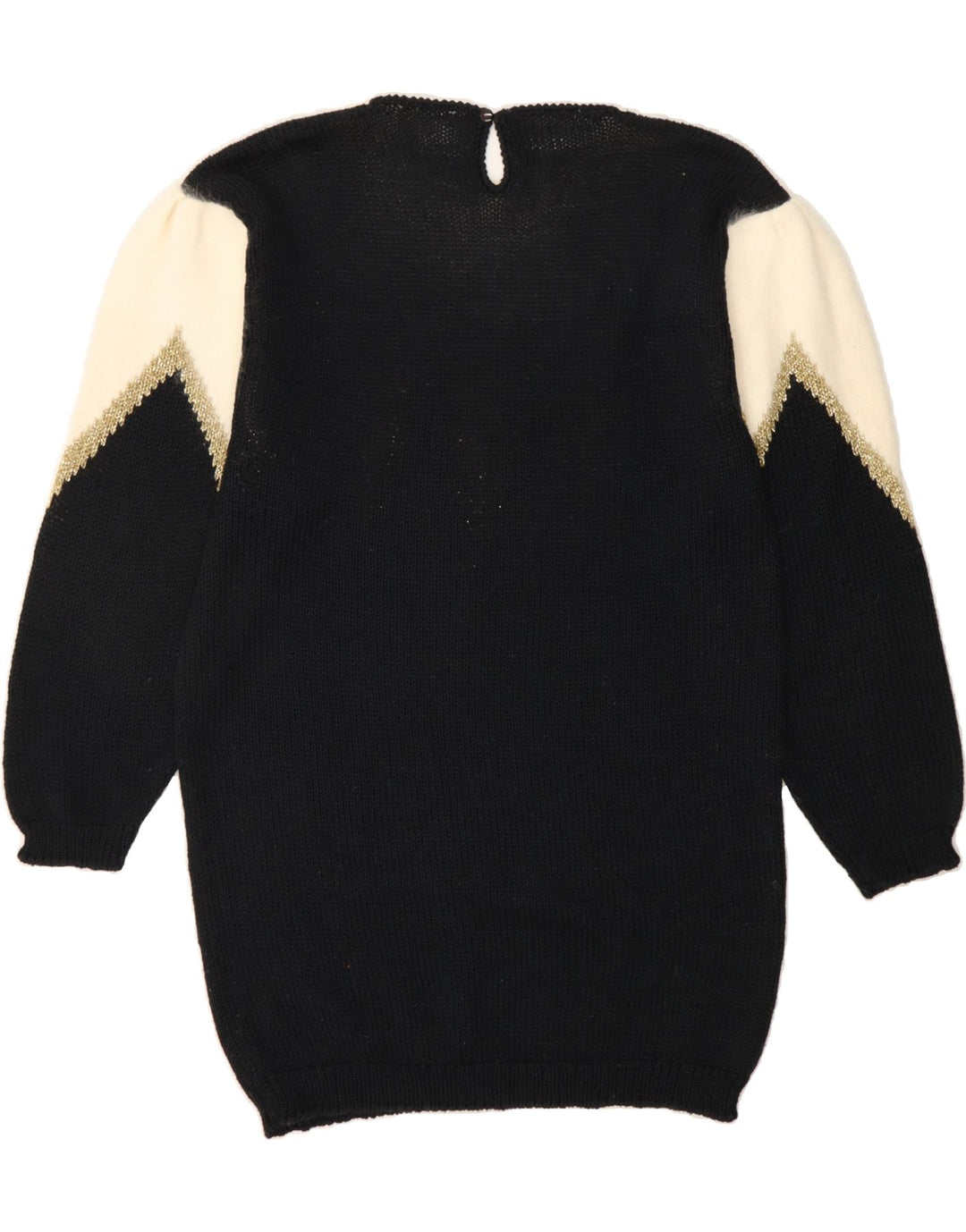 VINTAGE Womens Crew Neck Jumper Sweater EU 38/40 Medium Black Colourblock Vintage Vintage and Second-Hand Vintage from Messina Hembry 