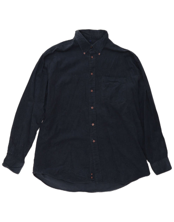 Vintage hombres pana camisa tamaño 41 42 algodón azul marino grande