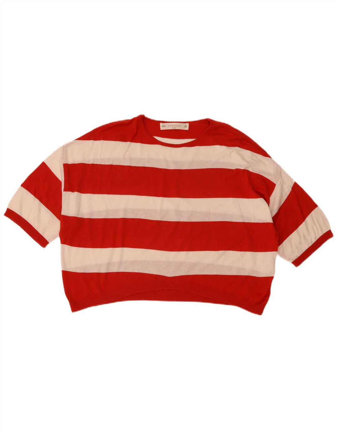 Zara Suéter tipo jersey con cuello redondo y corte extragrande para mujer, talla 44, color rojo mediano