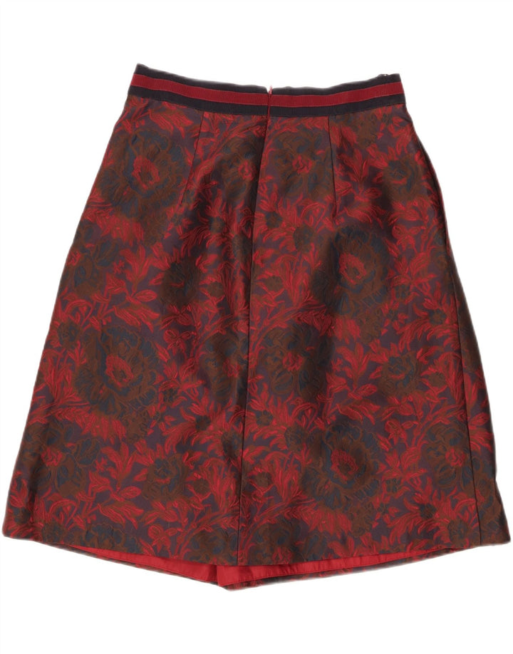 LUISA SPAGNOLI Falda acampanada para mujer IT 44 Mediana W28 Poliéster floral rojo