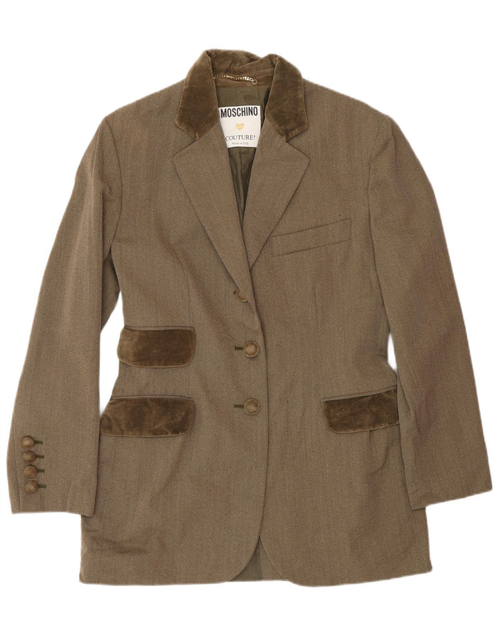 MOSCHINO Conjunto de falda de 2 piezas con 3 botones para mujer UK 12 Medium W28 Brown Classic